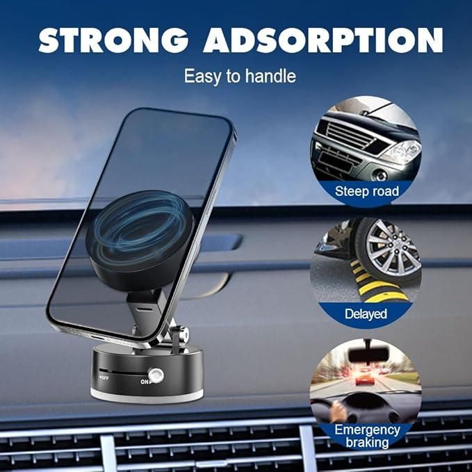 Seynli Magnetic Vacuum Suction Phone Holder – Strong Grip | 360° View | Universal Fit (Black)