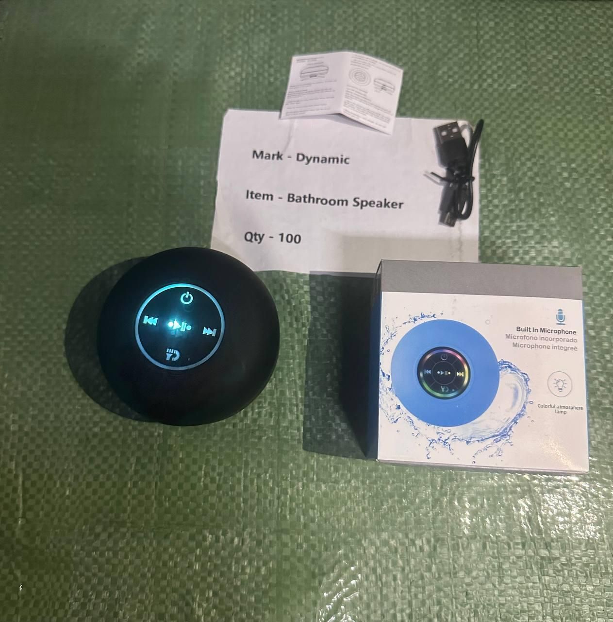 Large Suction Cup Waterproof Bluetooth Speaker with LED Light  – Portable, Wireless & Fun!