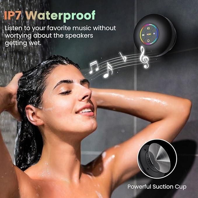 Large Suction Cup Waterproof Bluetooth Speaker with LED Light  – Portable, Wireless & Fun!